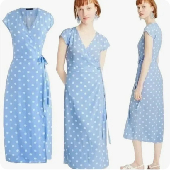 J.Crew Midi Wrap Polka Dot Dress size XS - Picture 1 of 6